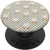 LOU Checkered Duck Patterns Duck on Sage Green Trendy Checkered PopSockets PopGrip Adesivo