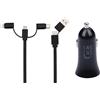 NK Caricabatteria da auto multifunzione 6 in 1, cavo USB compatibile con iPhone e Android, connettore Lightning, USB-C e Micro USB, cavo da 1 m, ricarica rapida per accendisigari da auto