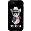 Merica USA Patriotic Cute Funny 4th of J Custodia per iPhone SE (2020) / 7/8 Furetto Bandiera Americana Bandana Cowboy Hat Cool Occhiali da Sole