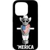 Merica USA Patriotic Cute Funny 4th of J Custodia per iPhone 15 Pro FSM Pastafari Bandiera Americana Occhiali Da Sole Cappello Da Cowboy