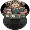 Whimsical Bibliophile Animal Lettering G Trama Twist Possum Book Club Reader Graphic Reading Stack PopSockets PopGrip Adesivo
