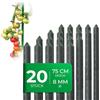 Novatool 20 piccoli bastoncini per piante, 75 cm, colore verde, 8 mm, robusti, rivestiti in plastica, per piante rampicanti, cetrioli, pomodori, per piante rampicanti, tralicci, 75 cm