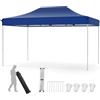 COSTWAY Gazebo Pop-up Pieghevole 3 x 4,5 m, Gazebo da Giardino Impermeabile Altezza Regolabile con Fori di Drenaggio, Tenda da Giardino Antivento con Borsa di Trasporto a Ruote (Blu)