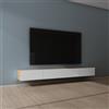 Mai & Mai Mobile TV per Televisore 280x40,2x30cm, Armadietto per TV con 2 Ante Armadietto Basso Soft-close per Soggiorno, Sala da Pranzo, Camera da Letto Fernsehschrank02, Marrone chiaro+Bianco opaco