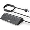 JESWO Hub USB 3.0, hub USB a 7 porte in alluminio, adattatore da 5 Gbps con cavo lungo 1,2 m + porta di alimentazione 5 V/4 A, estensione multi USB per PC desktop e laptop, collega tutti i dispositivi USB-A