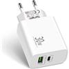 LUOSIKE 30W 2-Porto Alimentatore USB C Caricatore for iPhone 17 Air 16 15 14 13 12 11 Pro Max Plus XR 16e, iPad Pro Air, Airpods, Galaxy, Pixel, Carica Batterie Presa PD/QC Rapido Charger Spina Caricabatterie