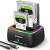 POSUGEAR Docking Station per dischi rigidi RGB, USB 3.0 per dischi rigidi SATA HDD/SSD da 2,5 e 3,5, 40 TB Dual Bay HDD Docking Station con clonazione offline, supporto senza attrezzi e UASP