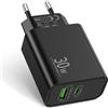 LUOSIKE 30W 2-Porte USB-C Caricatore for Samsung Galaxy S25/S24/S23/S22/S21 Ultra, Note 20/10/9/8, A73/A53/A52/S10/S9, Caricabatterie PD/QC Tipo C Alimentatore Adattatore Presa Spina