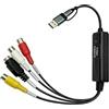 Leikurvo Convertitore RCA AV a USB C Video Capture Card Adattatore VHS a USB 2.0 Video Grabber, Video Converter VHS Digitalizzazione Dispositivo Convertitore AV NTSC PAL Video S Video Composite a USB