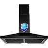 SNDOAS Wall Mount Range Hood 30 Inches, Black Painted Stainless Steel Kitchen Range Hood with Ducted/Ductless Convertible,Stove Hood for Kitchen w/LED Light,Black Grease Filters,3 Speed Fan,SNDOAS