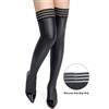 SuperLove Matte Look Faux Leather Striped Stockings 82089 Black L-XXL