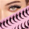 LOPHE Ciglia Naturali Occhio di Gatto, 10 Paia Mezze Ciglia Finte, 3D Cancella Banda Trasparente Ciglia Finte Naturali Fake Eyelashes, Riutilizzabile Corner Lashes, Stile Spesso