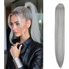 Cybelleza Coda Extension Capelli Clip Claw Coda di Cavallo con Pinza Dritto 50cm Ponytail Extension Sintetici Lunghi Effetto Naturale Capelli lisci Coda Finta, Grigio scuro