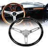 SustVita Voice sterzo a venatura in legno classico Sustvita, volante a 3 raggi retrò da 15 pollici con impugnatura in noce, design universale a 6 fori per modifica del'auto vintage (Nero)