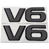 EmbemsCar 2 stemmi in metallo V6 logo emblema 3D classico V-6 motore distintivo adesivo sportivo decalcomania di ricambio per bagagliaio auto universale (nero)