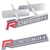Sedcar 2 pezzi 3D emblema auto in metallo R Design + placca frontale del radiatore emblema badge adesivo styling per Volvo S60 V60 XC60 S60 V40 (Rosso)