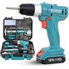 TOTAL - Kit Trapano avvitatore e 127 accessori in valigetta con batteria agli ioni di litio da 12 V