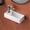 EMKE Lavabo Sospeso 365 x 180 x 90 mm - Lavabo Compatto ed Elegante per Piccoli Bagni e WC Ospiti -Rubinetto a sinistra, Installazione a Parete,Bianco Lucido