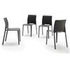 Mobili Fiver, Sedie Emma, Set da 4, Nero, Polipropilene Addizionato a Fibra di Vetro, Sedie moderne per Bar e Ristoranti, Cucina, Giardino, Soggiorno, Made in Italy
