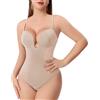 Slimers Perizoma Shapewear per Le Donne Controllo della Pancia Schiena Bassa U Immersione Backless Body Shaper Reggiseno Faja con Body Aperto Cavallo, Beige, Medium