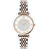 Emporio Armani Orologio Due Lancette, Acciaio Inossidabile, Dimensioni Cassa 32 mm, da Donna, Oro Rosa/Argento