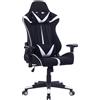 Happyment Sedia da gioco Happyment Sheffield - Con poggiapiedi - Bianco/nero - Regolabile in altezza - Ergonomica - Con braccioli