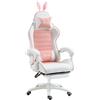 Fortuna Lai Gmbh Fortuna Lai Gaming Chair Sedia ergonomica da gaming con supporto lombare, poggiapiedi, poltrona da gaming con orecchie da coniglio, cuscino, sedia da ufficio regolabile in altezza con funzione reclinabile regolabile Rosa