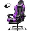 StarTech Sedia da gaming - GT800A - Ergonomica - Massaggio con USB - Poggiapiedi - Inclinazione regolabile - Girevole - Pelle viola