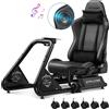 StarTech Simulatore di guida Cockpit - Sedia da gaming GTS03 - Sedile da corsa regolabile - Supporto per volante e pedali - Altoparlanti integrati - Pieghevole con rotelle - Nero
