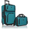 U.S. Traveler Rio - Set di bagagli a mano espandibili in tessuto robusto, Foglia di t, Set, Rio - Valigia leggera a mano, 50,8 cm, Softside