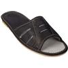 APREGGIO - Pantofole da Uomo in Pelle Liscia - Ciabatte - Suola Piatta - Punta Aperta - Pantofole in Pelle da Uomo - Grigio - Taglia 46
