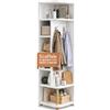 Avilia - Scaffale Angolare Bianco a 7 Livelli - Libreria Verticale Salvaspazio h 180 cm - Mobile ad Angolo con 2 Ganci Laterali Appendiabiti - Struttura Robusta per Soggiorno, Bagno e Ingresso - 30x30