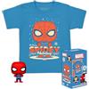 Funko Pocket Pop! & Tee: Marvel-Holiday Spiderman - Spider-Man - Large - (L) - Marvel Comics - Fumetti Marvel - T-Shirt, Maglietta Vestiti a Maniche Corte con Minifigure in Vinile da Collezione