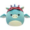 Squishmallows Originale 35,5 cm Tatiana Teal Dragon con Bandana Rossa - Grande Peluche ufficiale Jazwares Ultrasoft