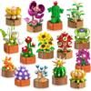 CUBIMANA Confezione da 15 mini set di costruzione di fiori e piante grasse per adulti e bambini - Collezione di 1314 pezzi di fiori e piante, mattoncini da 3,6 mm, giocattoli, decorazione per casa e ufficio