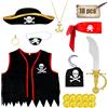 Abitoncc Accessori da pirata per bambini, accessori per costume da pirata, cappello da capitano Uncino, benda per la Giornata Mondiale del Libro Costume di Halloween per bambini (120)