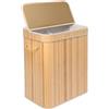 Relaxdays cesto portabiancheria in bambù con coperchio, 100 l, 2 scomparti, 63x52x32 cm, naturale