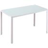 Tavolo Rettangolare Da 4 Persone Per Cucina E Soggiorno, Tavolo Moderno In Metallo E Vetro Temperato, 120x60x75 Cm, Bianco