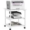 Carrello Salvaspazio Porta Stampante A 3 Ripiani, Mobile Da Ufficio Con 4 Ruote, Legno E Acciaio, 50x50x52.5cm, Bianco § Italy
