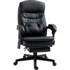 Sedia Da Ufficio Massaggiante In Similpelle Con Presa Usb, 64x69x107-115cm, Nero