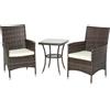 Set Mobili Da Giardino Rattan Set Arredamento Giardino 3pz Tavolo Con 2 Sedie Con Cuscini Marrone