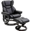 Poltrona Relax Con Pouf Poggiapiedi E Funzione Massaggio, Reclinabile A 145° E Girevole A 360°, Nero