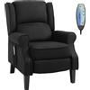 Poltrona Relax Massaggiante Reclinabile Con Telecomando, 78x83x101cm, Nero