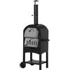 Forno Per Pizza E Barbecue A Carbone Portatile In Acciaio Con Camino E Ruote, 63x54x161 Cm, Nero