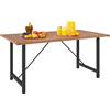 Tavolo Da Giardino 160x90 Cm In Legno Di Acacia E Acciaio Con Piano A Doghe, Teak