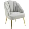 Poltrona In Velluto Da Camera E Salotto A Conchiglia Stile Art Deco, Acciaio, 63x65x84 Cm, Grigio