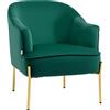 Poltrona Da Camera Da Letto In Tessuto Effetto Velluto Con Gambe In Acciaio, 62x69x75 Cm, Verde