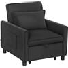Poltrona Letto Reclinabile Con Tasche Laterali, In Tessuto Effetto Velluto, 74x84x81 Cm, Grigio Scuro