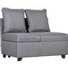 Poltrona Letto 3 In 1 Con Schienale Reclinabile, In Tessuto Effetto Lino E Legno, 98x71x67 Cm, Grigio Scuro