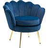 Poltrona A Conchiglia, Poltroncina Vintage, Poltroncina Da Camera E Salotto, Design Elegante, Con Schienale Alto, 76x67x74cm, Blu
